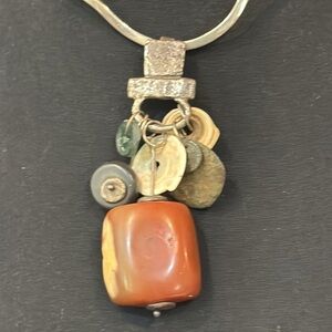 Carnelian vintage handcrafted gem pendant 925 silver Vintage made in San Miguel